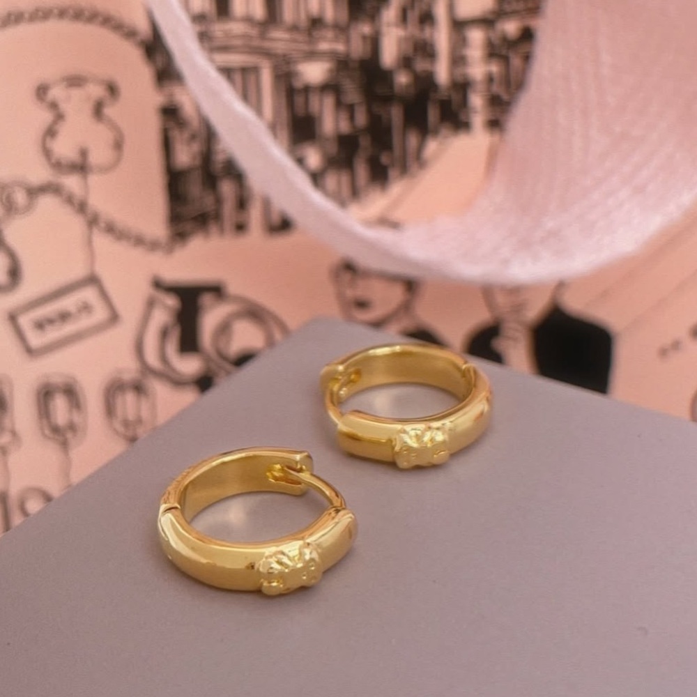 Tous 18k gold over silver plating Hoop Earrings